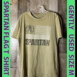 PREV.OWNED SPARTAN FLAG T SHIRT SIZE LARGE SHORT SLEEVE CREW 100% COTTON